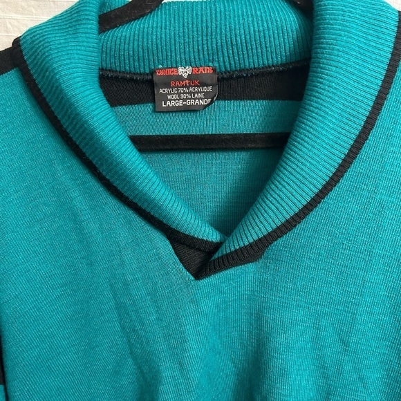 Vintage White Ram Ramtuck Wool Blend Sweater Men Patch Knit 70s 80’s Sz L “Rare” - Picture 2 of 7